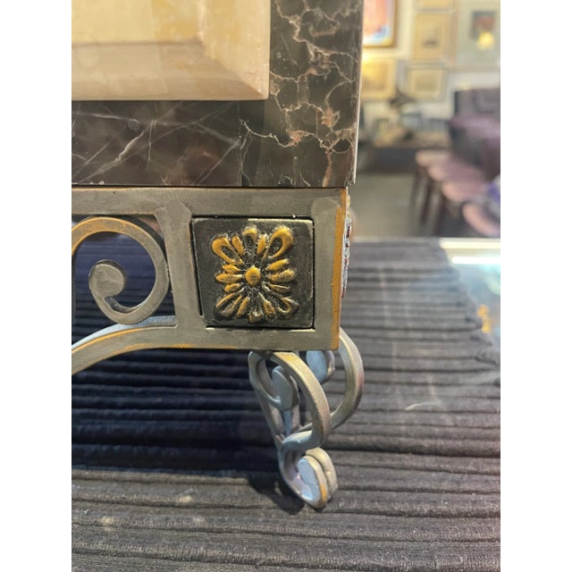 1980s Vintage 2 Color Tessellated Marble Treasure Chest with 4 Drawers on Metal Base For Sale - Image 4 of 8