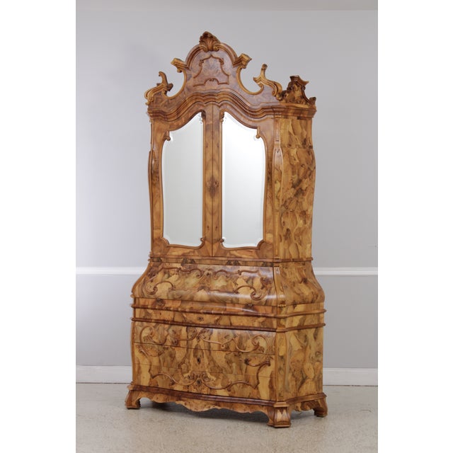 Italian Vintage Italian Olive Wood Secretary Desk For Sale - Image 3 of 18