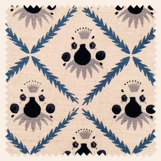 Oxford Blue Aurora Ottoman by Ceraudo For Sale - Image 4 of 5