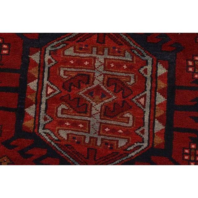 Karajeh Runner 3’8” X 15′ Red Wool Semi-Antique Tribal Hand-Knotted Rug For Sale - Image 11 of 14