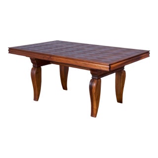 1930s French Art Deco Walnut Extendable Dining Table For Sale
