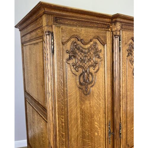 Vintage French Louis XVI Style Wardrobe in Oak For Sale - Image 4 of 13