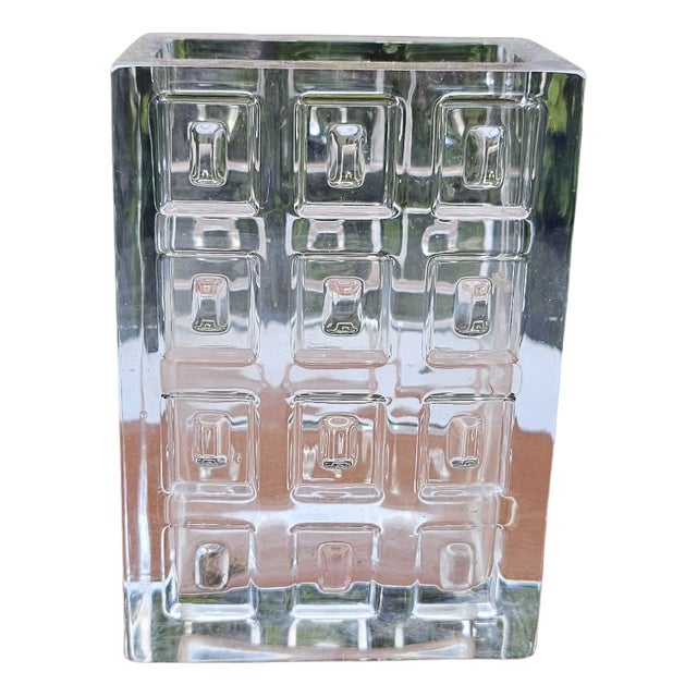 Hadeland Glass Cube Model Vase by Severin Brørby, Norway, 1970s For Sale
