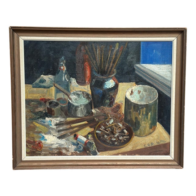 C.A.P., Still Life, 1936, Oil on Canvas, Framed For Sale