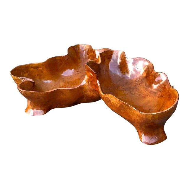 Vintage Organic Form Wood Bowl For Sale