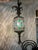 MCM hollywood regency glam hanging lamp Ornate Gold and brass tones with acrylic emerald floral details wrapping around...