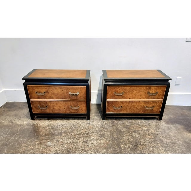 Century Furniture Vintage Burlwood Chinoiserie Nightstands by Raymond Sobota for Century Furniture For Sale - Image 4 of 9