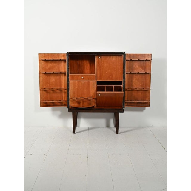 Brown Scandinavian Bar Cabinet with Inlays, 1940s For Sale - Image 8 of 16
