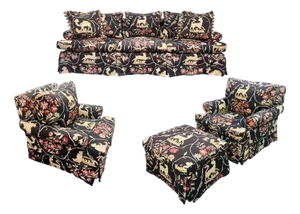 Nina Campbell Coromandel Custom Sofa, Chairs, & Ottoman Set