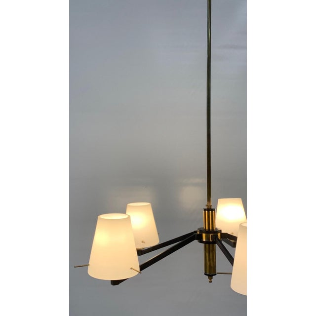 Black Vintage Glass Chandelier attributed to Stilnovo, 1960 For Sale - Image 8 of 9