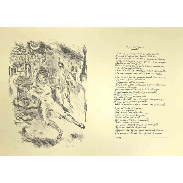 Antonio Scordia and Mino Maccari, Fuga si, Fuga no, Lithograph, 1945 For Sale
