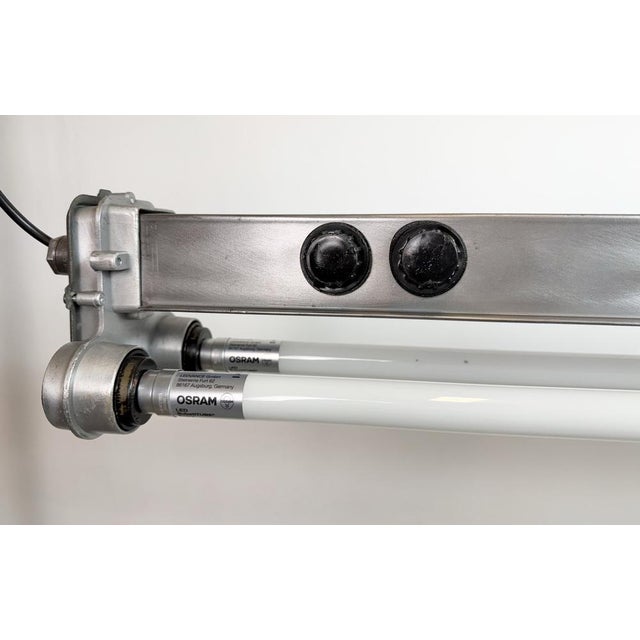 Industrial Polished Hanging Tube Light, 1970s For Sale - Image 6 of 18