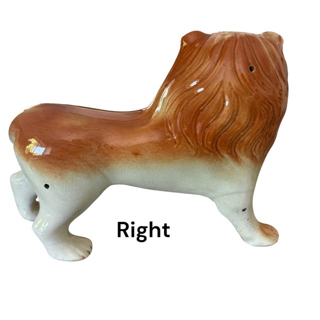 Pair of Large Victorian Staffordshire Pottery Lions With Glass Eyes, C. 1880–1900 For Sale - Image 15 of 15