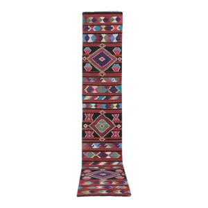 Mid Century Nomadic Wool Anatolian Hall Kilim Runner