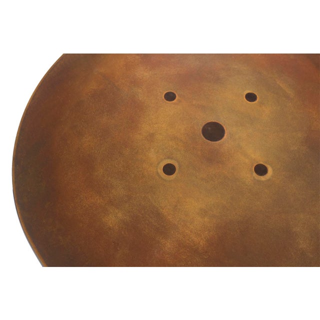 Patinated Steel Side Table With Hammered Metal Leg For Sale In Dallas - Image 6 of 10