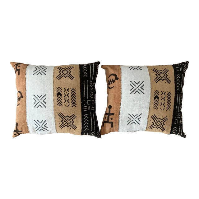 Multicolor African Mudcloth Fabric Throw Pillows A Pair Chairish