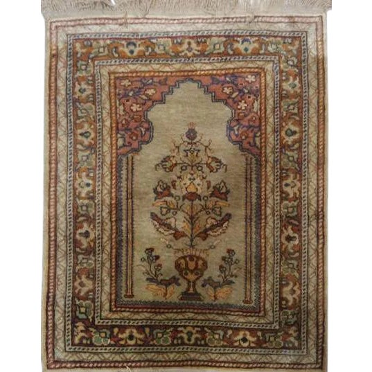 1960s Silk Hereke Rug, 1'8" X 1'10' For Sale