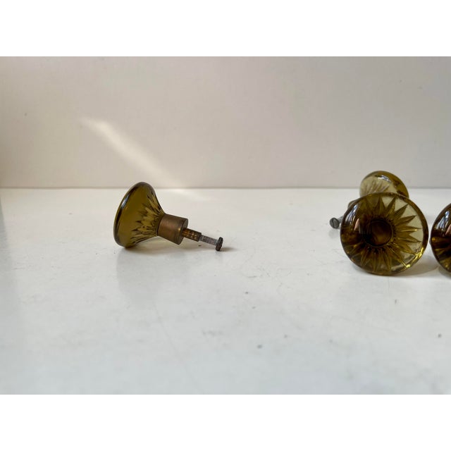 Vintage Swedish Green and Amber Glass Knobs, 1960s, Set of 10 For Sale - Image 4 of 11