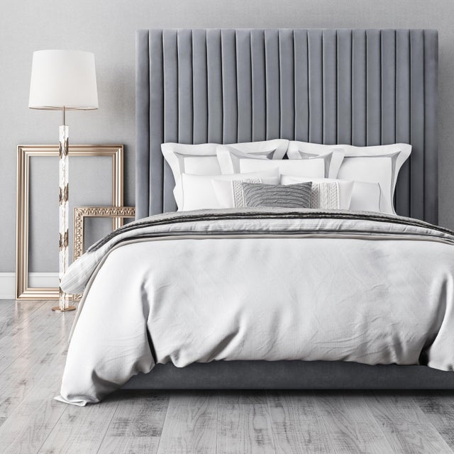 Arabelle Grey Velvet Queen Bed For Sale In Los Angeles - Image 6 of 7