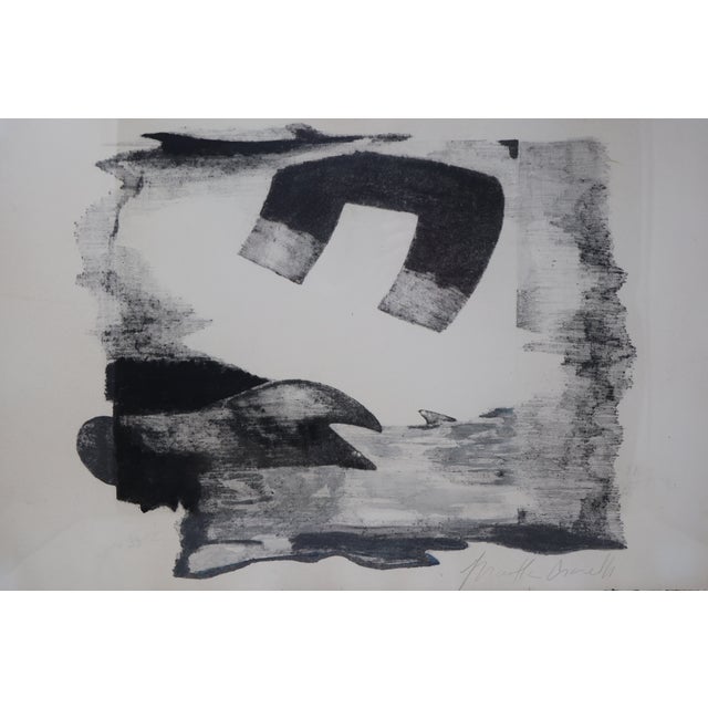 Abstract Late 20th Century Martha Cianelli Signed Modernist Abstract Lithograph in Black & Gold Frame For Sale - Image 3 of 15