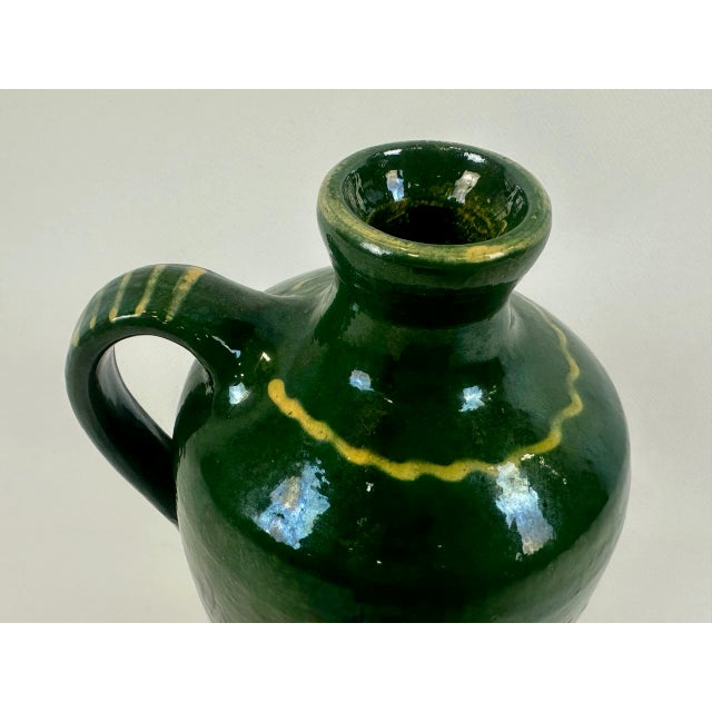 Forest Green Antique Ceramic Pitcher, 1900s For Sale - Image 8 of 12
