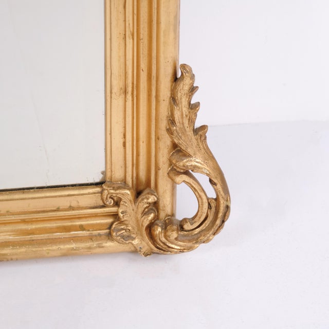 Large 19th Century Antique French Louis XV Rococo Giltwood Mirror For Sale - Image 6 of 9