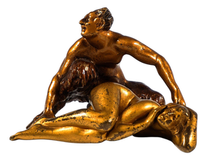 Bronze Faun with Female Nude from Franz Bergmann, 1920s