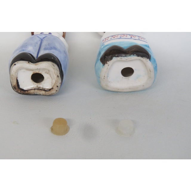 Mid 20th Century Dutch Boy and Girl Ceramic Salt and Pepper Shakers Hand Painted - Set of 2 For Sale - Image 13 of 13