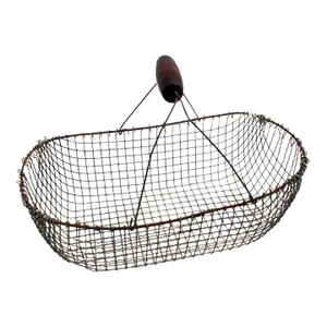 Gathering Basket Oval Wire Basket With Wooden Handle