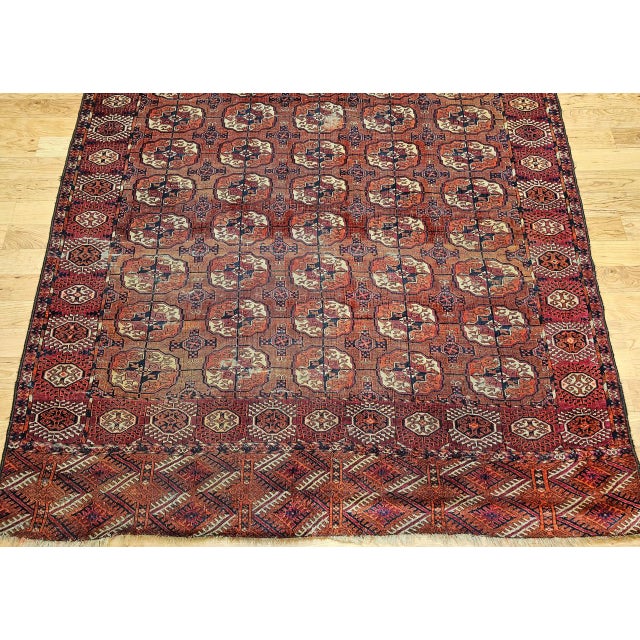 Textile Antique Turkmen Tekke Rug, Wool Pile, Allover Geometric Design For Sale - Image 7 of 14
