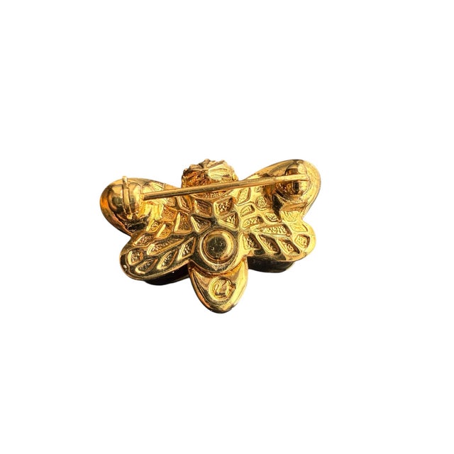 Art Deco Swarovski Bumblebee Brooch Signed Gold Rhinestone For Sale - Image 3 of 11
