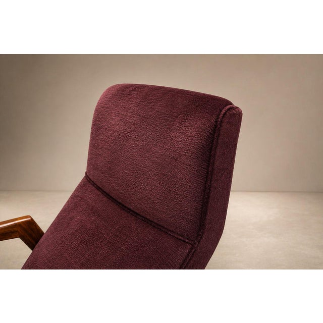 Burgundy Brazilian Modern Imbuia Wood & Mohair Lounge Armchair, Att. José Zanine Caldas, 1950s – Lot 881 For Sale - Image 8 of 18