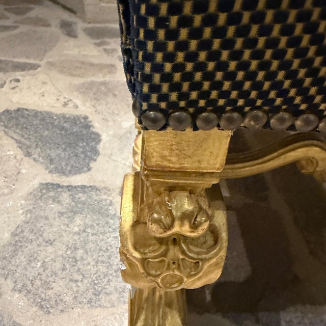 Brass Decorative Louis XIV Style Giltwood Stool European Aesthetic For Sale - Image 8 of 10