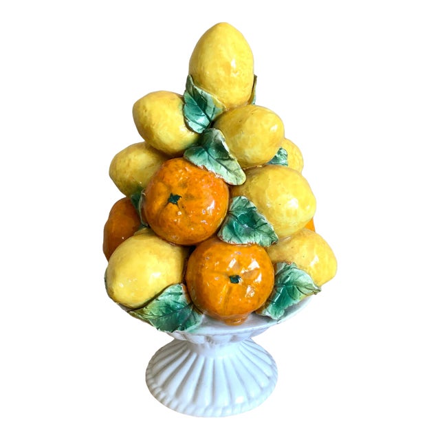 Vintage Italian Pottery Lemons Oranges Topiary For Sale