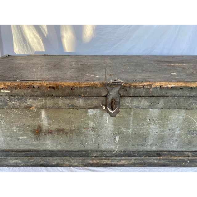 Rustic Gray Wood Tool Box Trunk For Sale - Image 9 of 9