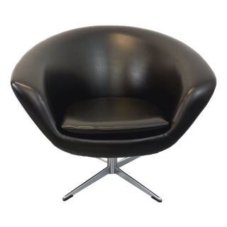 Vintage Scandinavian Swivel Chair in Imitation Leather and Chrome, 1970s For Sale