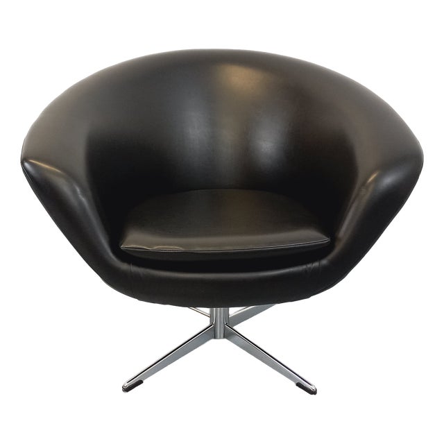 Vintage Scandinavian Swivel Chair in Imitation Leather and Chrome, 1970s For Sale