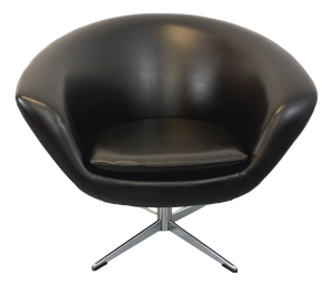 Vintage Scandinavian Swivel Chair in Imitation Leather and Chrome, 1970s