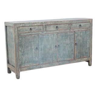 Vintage Chinese Painted Pine Cabinet For Sale
