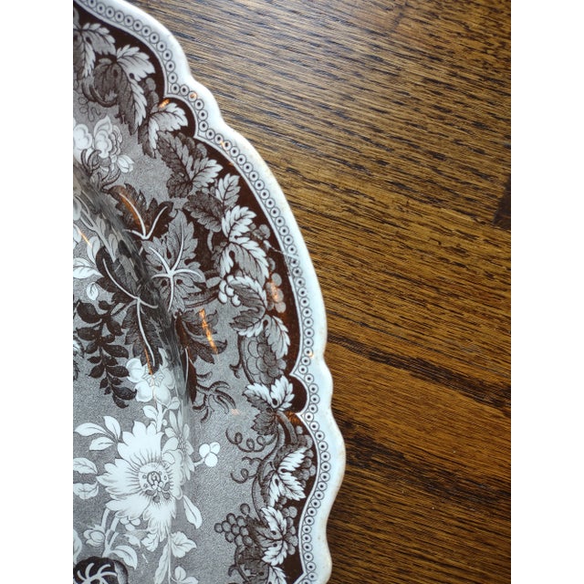 Ceramic Large Antique 1820's Dark Brown Transferware Platter For Sale - Image 7 of 10