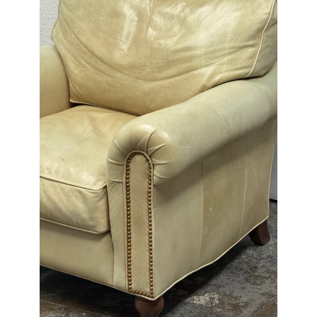 Animal Skin Benchmade Tipped Ivory Leather Arm Chair For Sale - Image 7 of 12