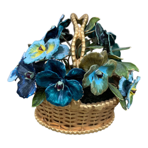 1970s Fleurs Des Siècles Enamel Flower Bouquet of Pansies by Jane Hutcheson for Gorham
