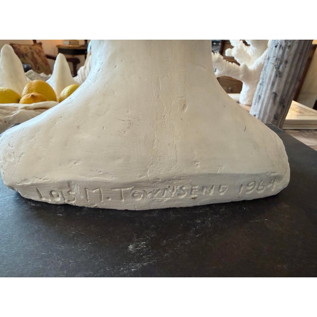 1960s Female Plaster Bust, Signed For Sale - Image 5 of 5