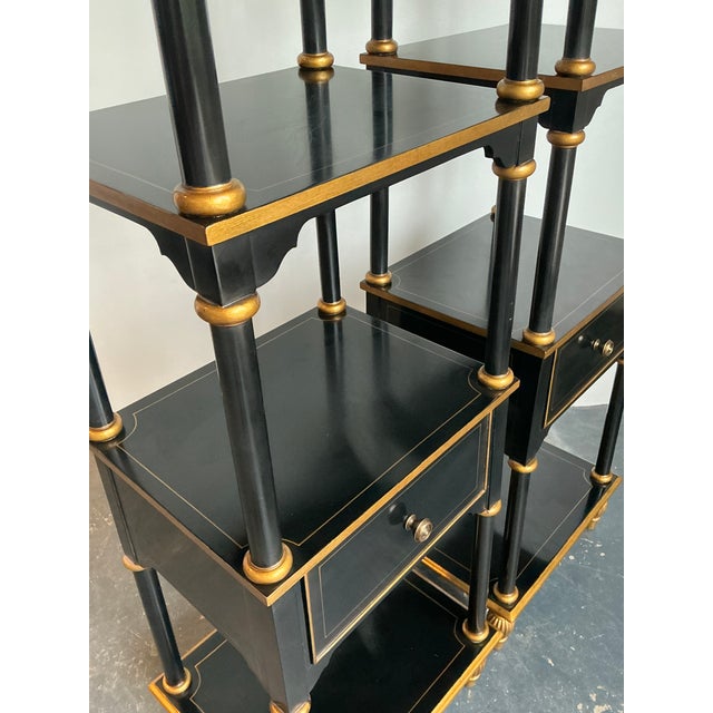 Late 20th Century Vintage Gilt Tipped Tapered Etagere - A Pair For Sale - Image 5 of 12
