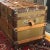 Large Antique Wood Travel Trunk For Sale - Image 4 of 12