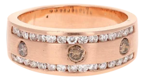 1.07 Carat Men's Champagne Diamond 14k Rose Gold Band, Size 10