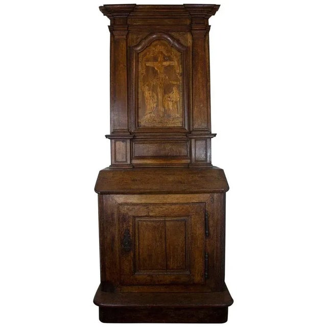 Louis XIV Period Oratory with Crucifixion Scene in Marquetry, 1700s For Sale - Image 11 of 11