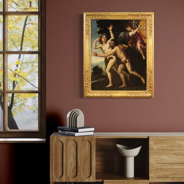 Italian Artist, The Expulsion of Adam and Eve from the Garden of Eden, 1640, Oil on Canvas, Framed For Sale - Image 4 of 16