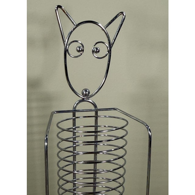Contemporary c.1990's Chrome Wire Cat Shaped CD Case Storage Rack For Sale - Image 3 of 6