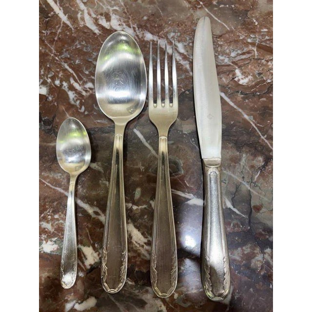 Traditional Silver-Plated Crown Cutlery Set, Set of 99 For Sale - Image 3 of 7
